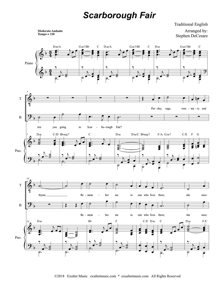 Scarborough Fair (for 2-part choir - (TB) TB scores gallery preview page 2