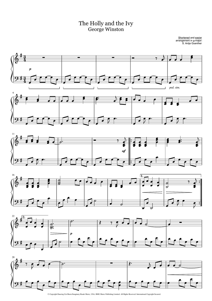 The Holly And The Ivy Easy Piano scores gallery preview page 1