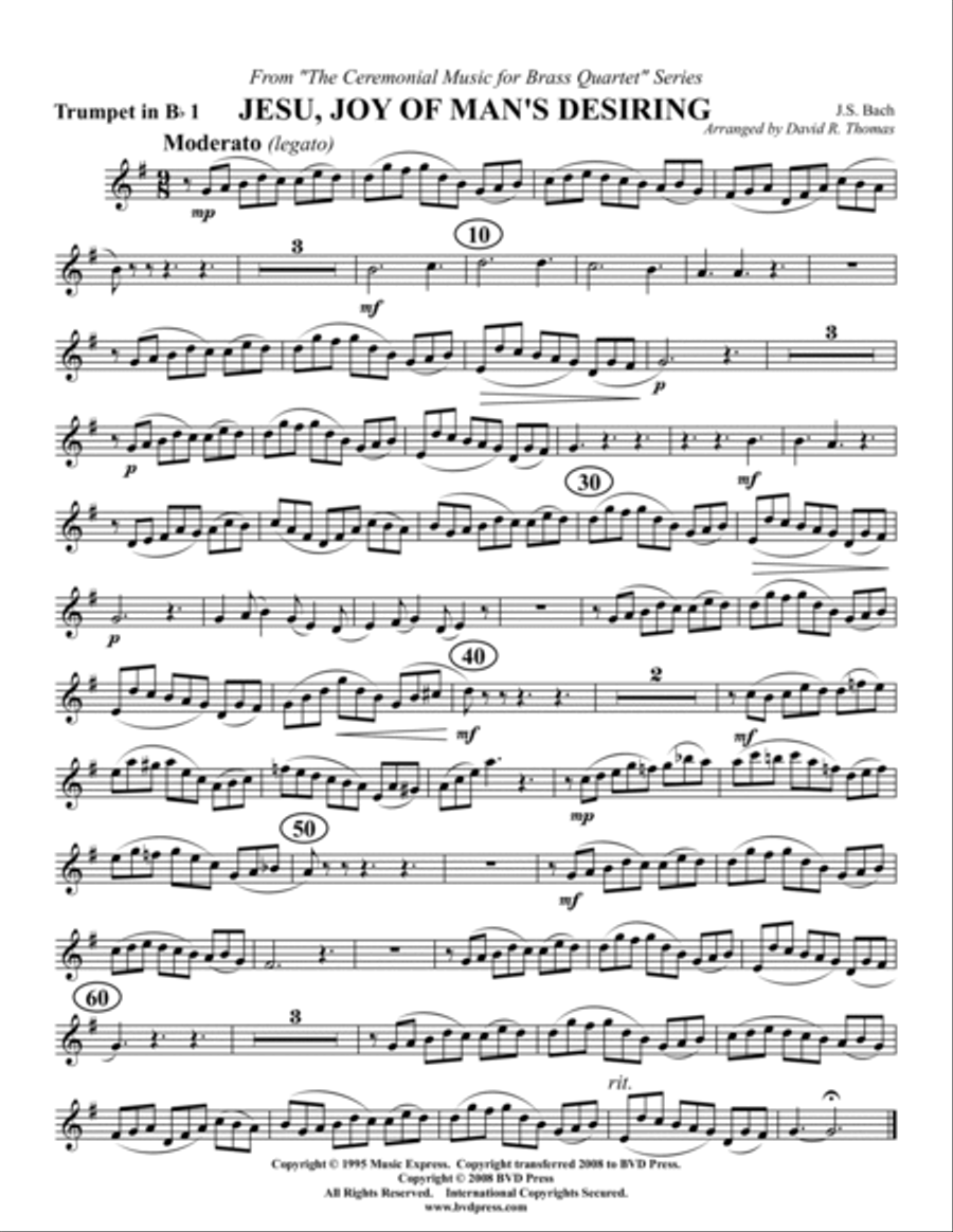 Jesu, Joy of Man's Desiring Brass Quartet scores gallery preview page 4