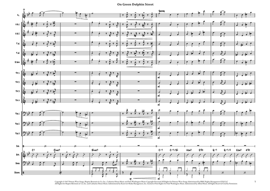 On Green Dolphin Street - Score Only Jazz Ensemble scores gallery preview page 6