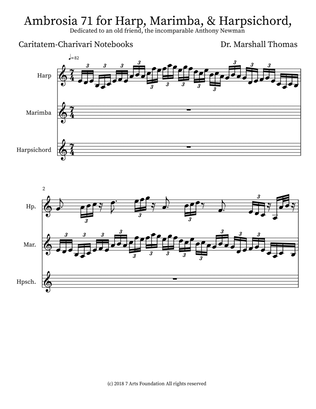 Book cover for Ambrosia 71 for Harp, Marimba, & Harpsichord,