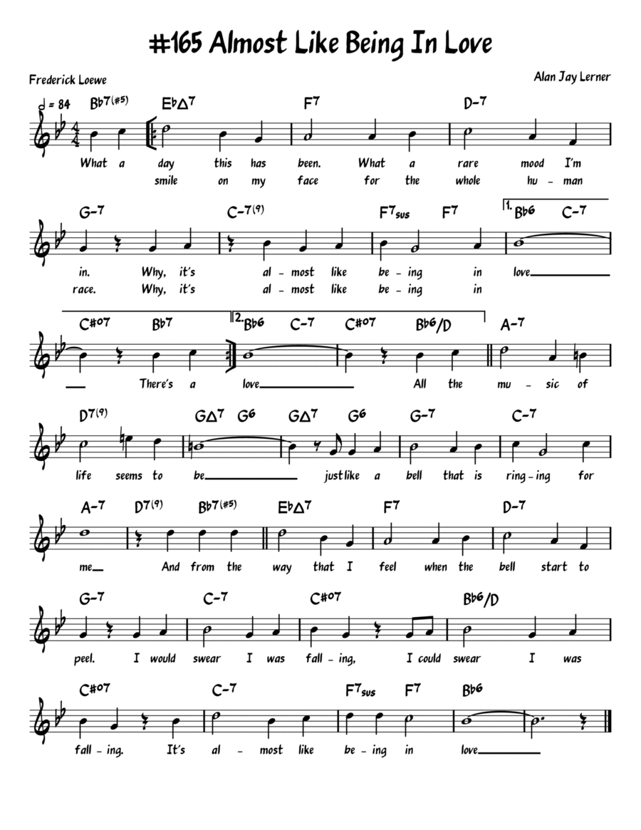Almost Like Being In Love Piano, Vocal, Guitar scores gallery preview page 1