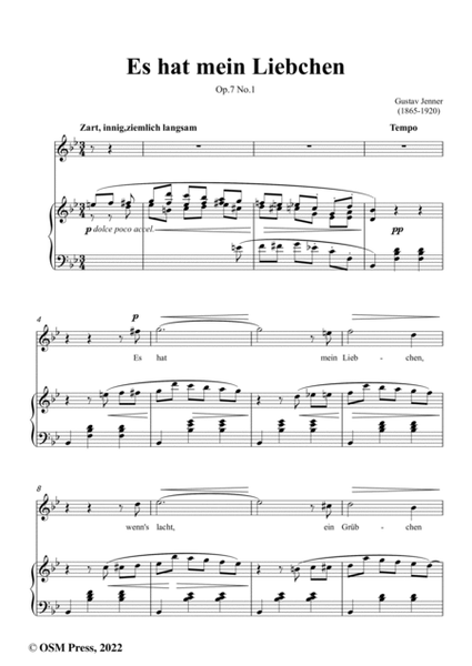 Jenner-Es hat mein Liebchen,in B flat Major,Op.7 No.1