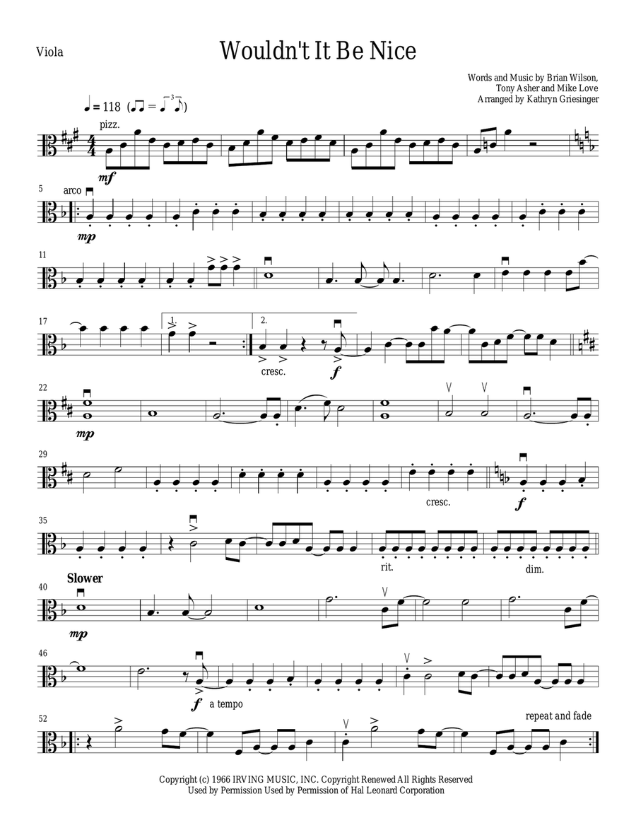 Wouldn't It Be Nice String Quartet scores gallery preview page 3