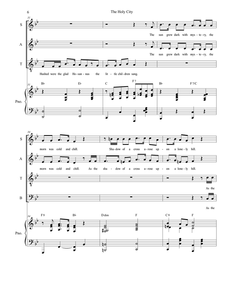 The Holy City (SATB) 4-Part scores gallery preview page 6