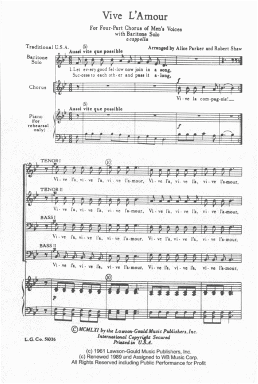 Vive l'Amour Men's Choir scores gallery preview page 2