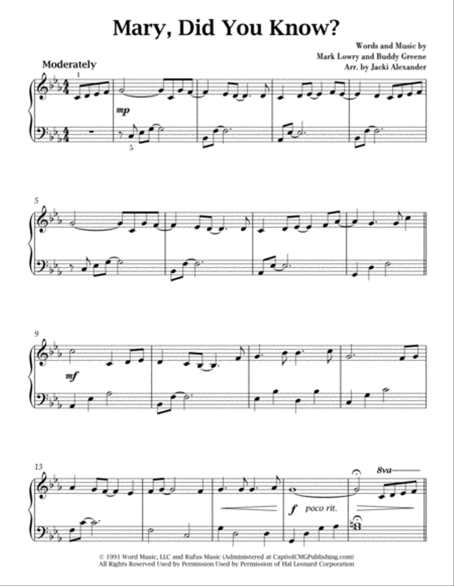 Mary, Did You Know? Piano Solo scores gallery preview page 2