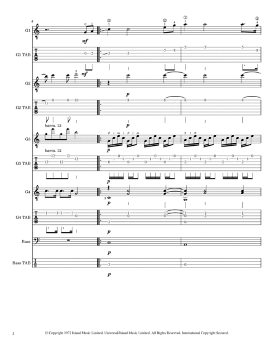 Sailing Guitar Tablature scores gallery preview page 3