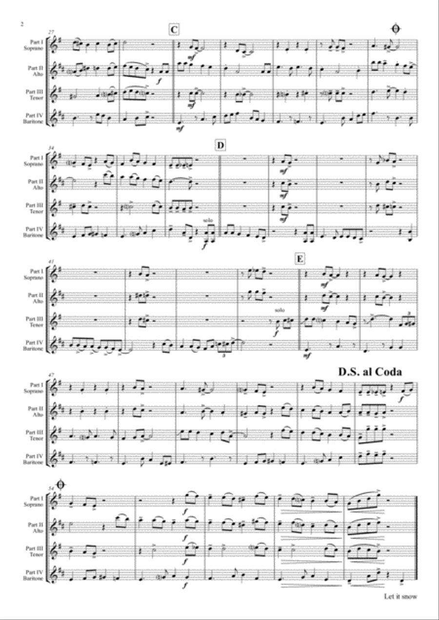 Let It Snow! Let It Snow! Let It Snow! Saxophone Quartet scores gallery preview page 2