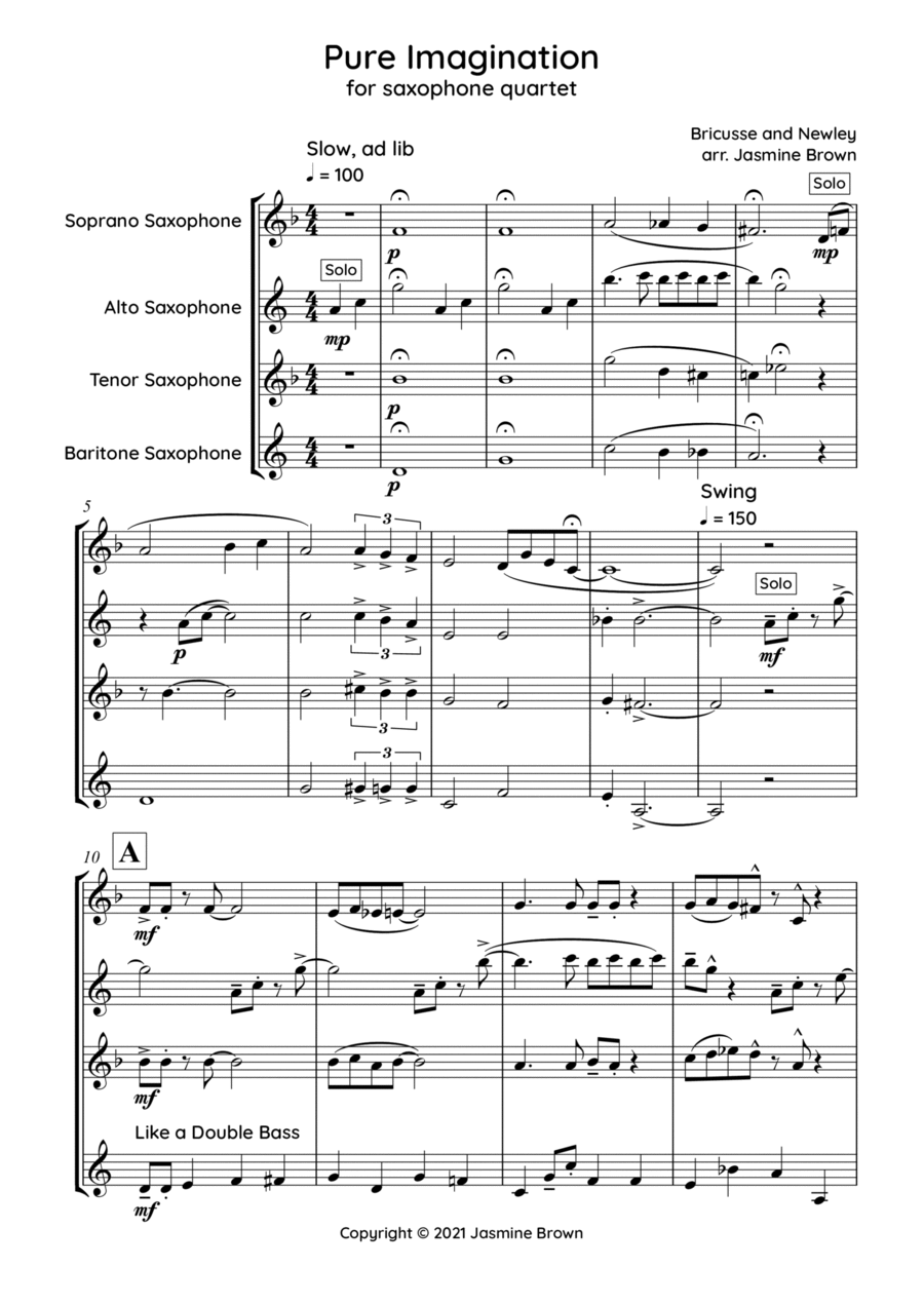 Pure Imagination Woodwind Quartet scores gallery preview page 1
