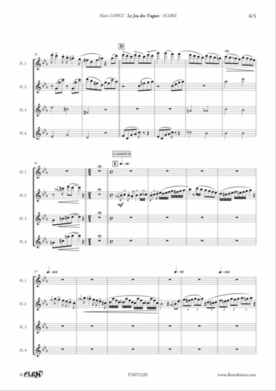 Le jeu des vagues Le jeu des vagues Flute Quartet scores gallery preview page 4