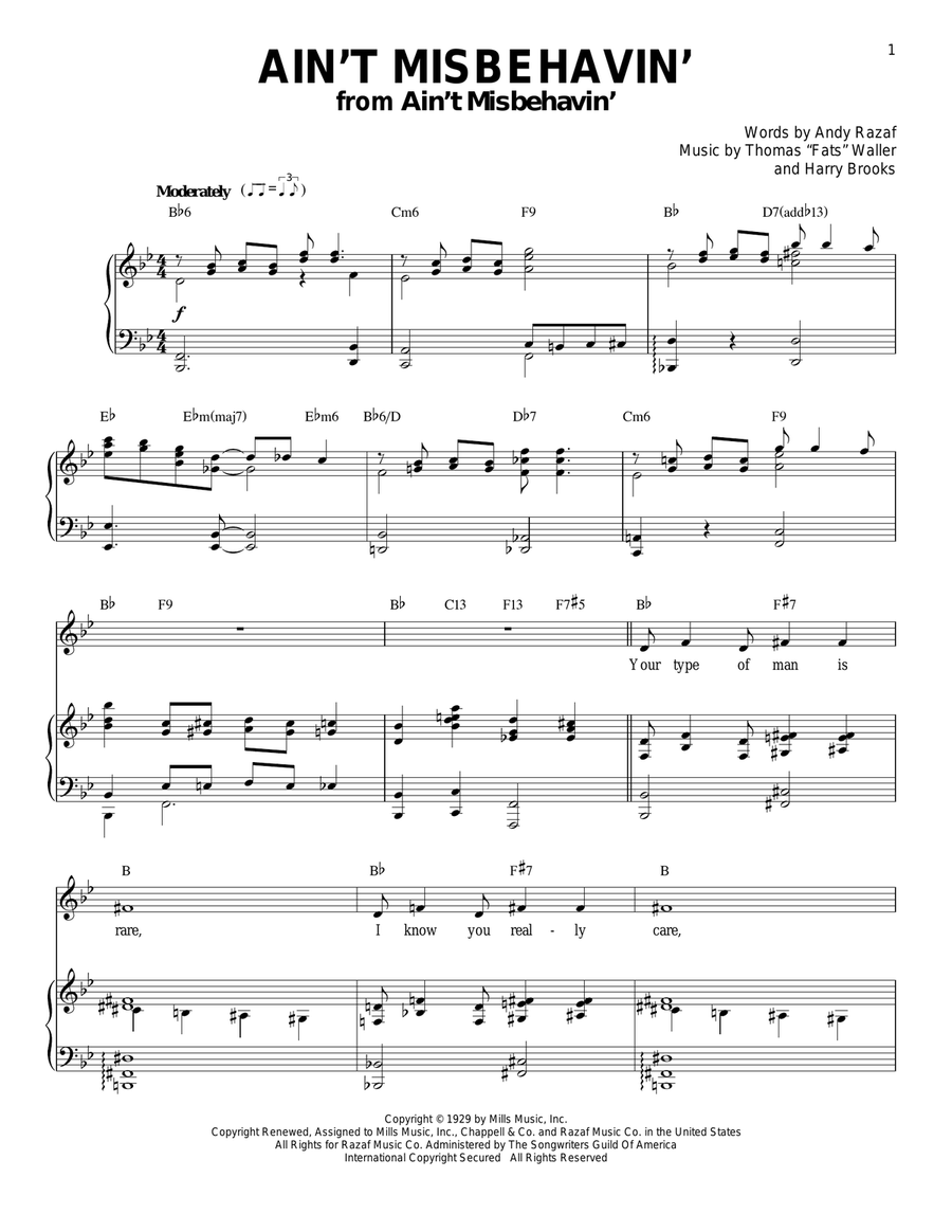 Ain't Misbehavin' Piano, Vocal scores gallery preview page 1
