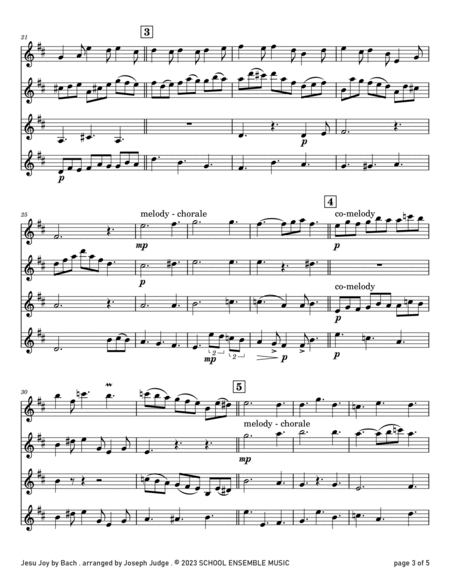 Jesu Joy by Bach for Clarinet Quartet in Schools image number null