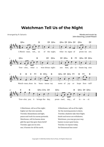 Watchman Tell Us of the Night (Key of G-Sharp Minor) image number null