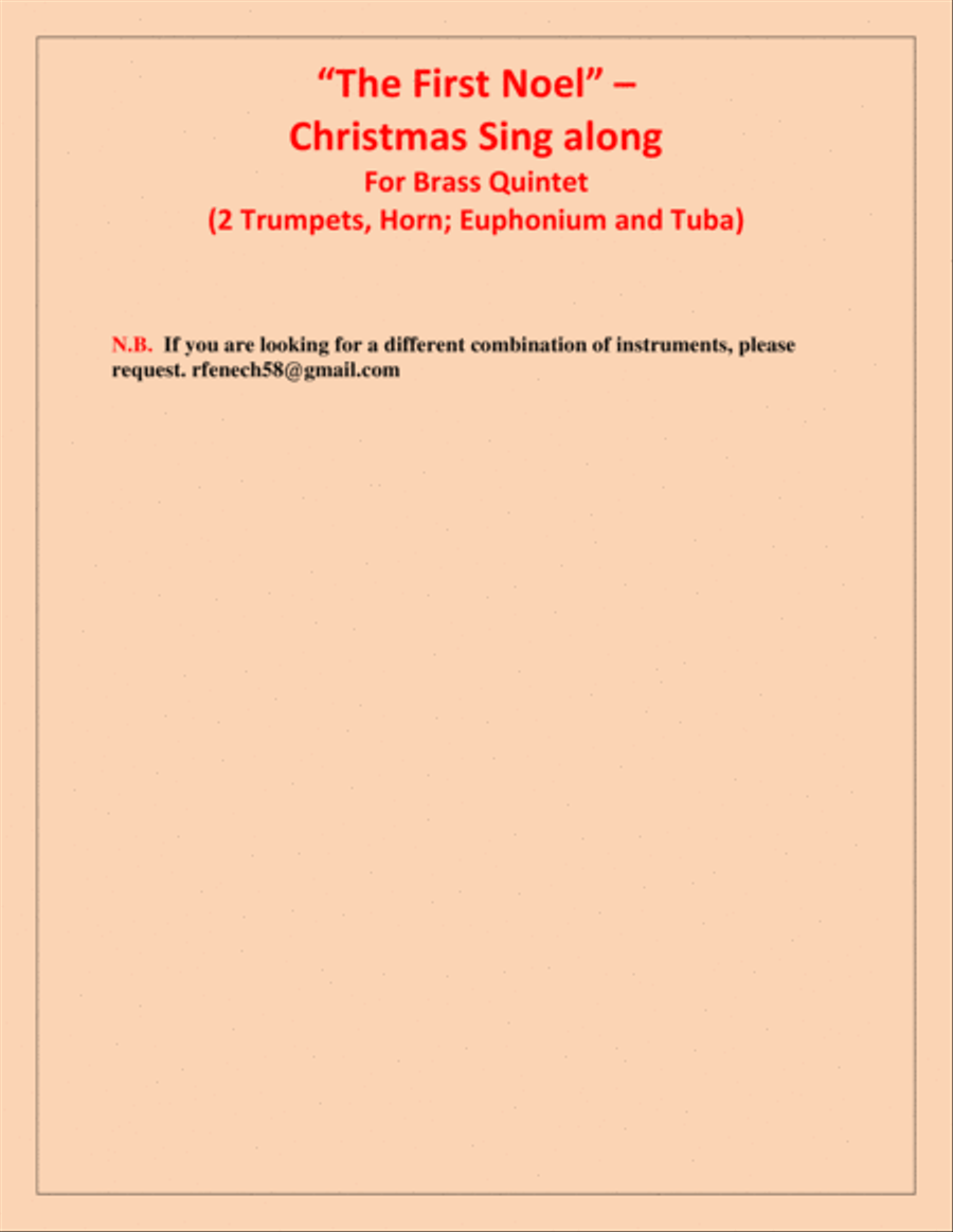 The First Noel - Christmas Sing along (For Brass Quintet - 2 Trumpets, Horn, Euphonium and Tuba) Brass Quintet scores gallery preview page 3
