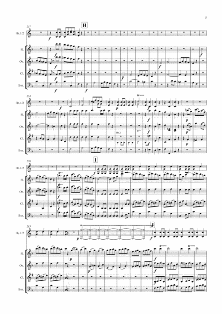 Mozart: Ein Musikalischer Spass (A Musical Joke) K522 Mvt.IV Presto - wind sextet/quintet Woodwind Quintet scores gallery preview page 5