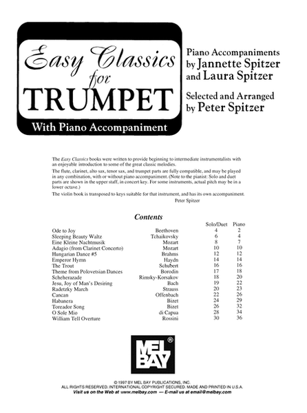 Easy Classics for Trumpet - with Piano Accompaniment