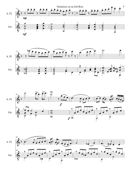 Variations on au Joli Bois for alto flute and guitar image number null