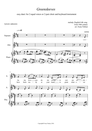 Greensleeves, for SA, and piano, E minor