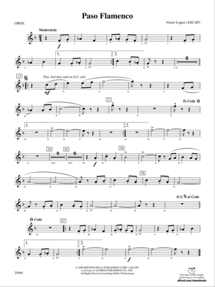 Paso Flamenco: Oboe Paso Flamenco: Oboe Concert Band scores gallery preview page 1