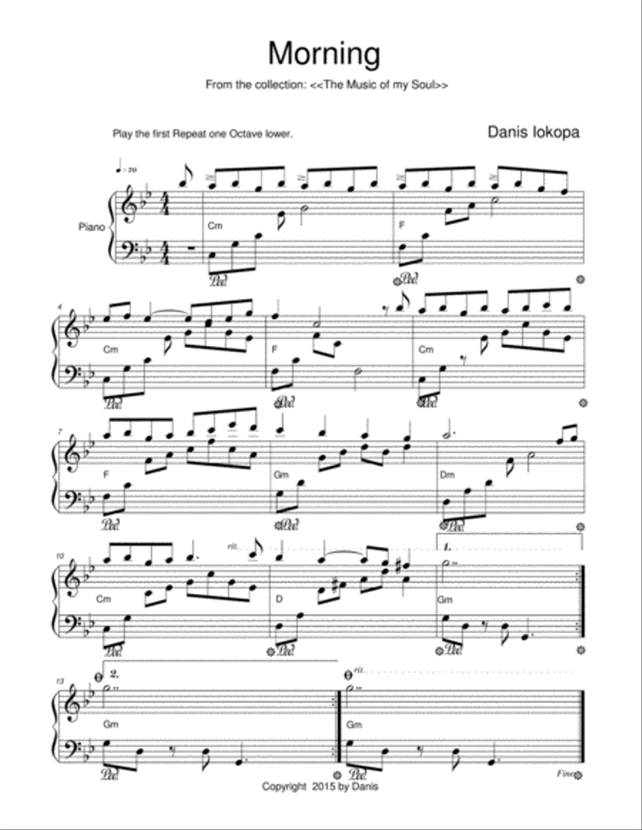 Morning Piano Solo scores gallery preview page 1