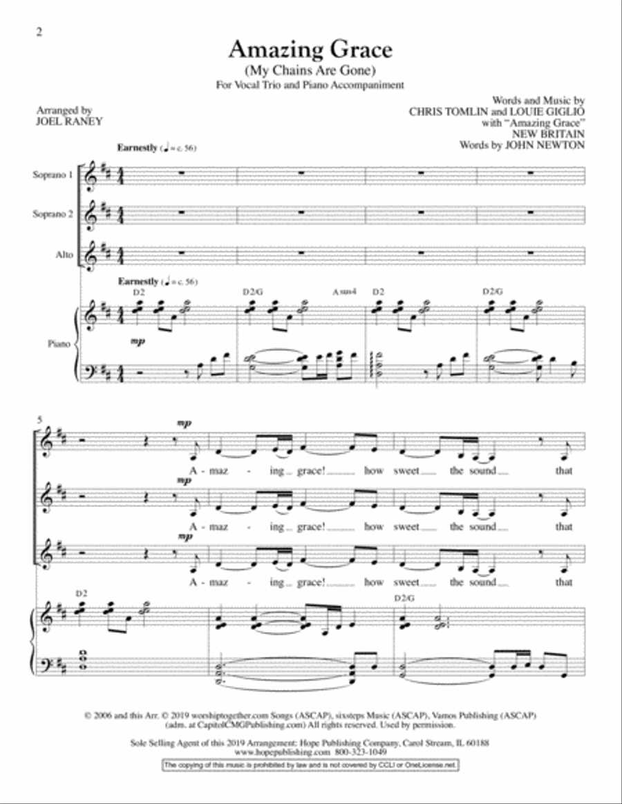 Amazing Grace (My Chains Are Gone) Voice scores gallery preview page 2