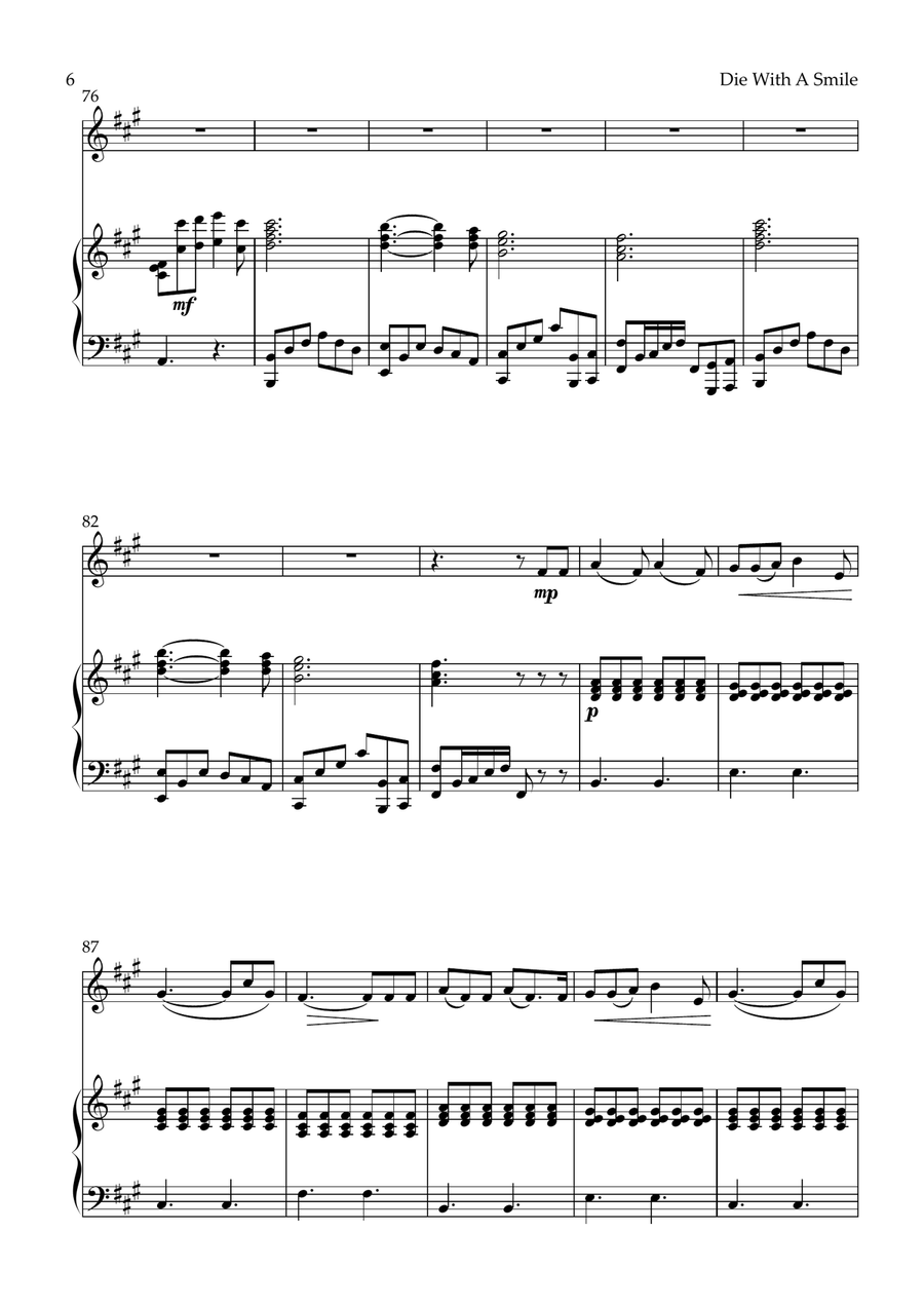 Die With A Smile Violin Solo scores gallery preview page 6