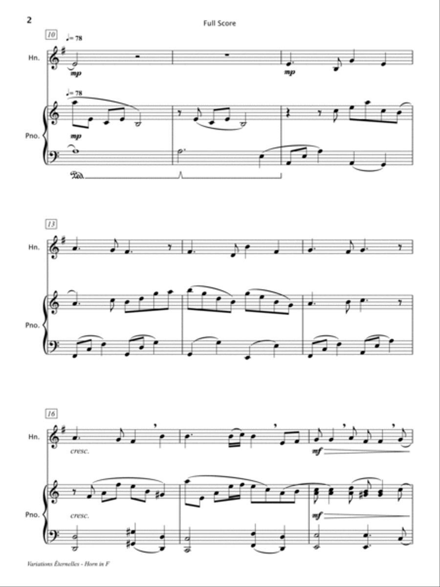 Variations Eternelles (French Horn & Piano) Chamber Music scores gallery preview page 3
