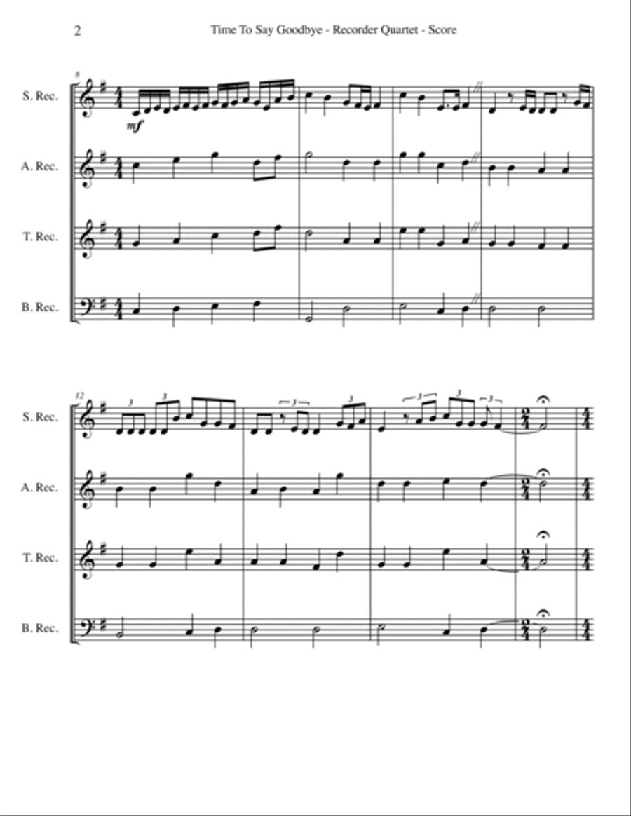 Time To Say Goodbye Small Ensemble scores gallery preview page 2