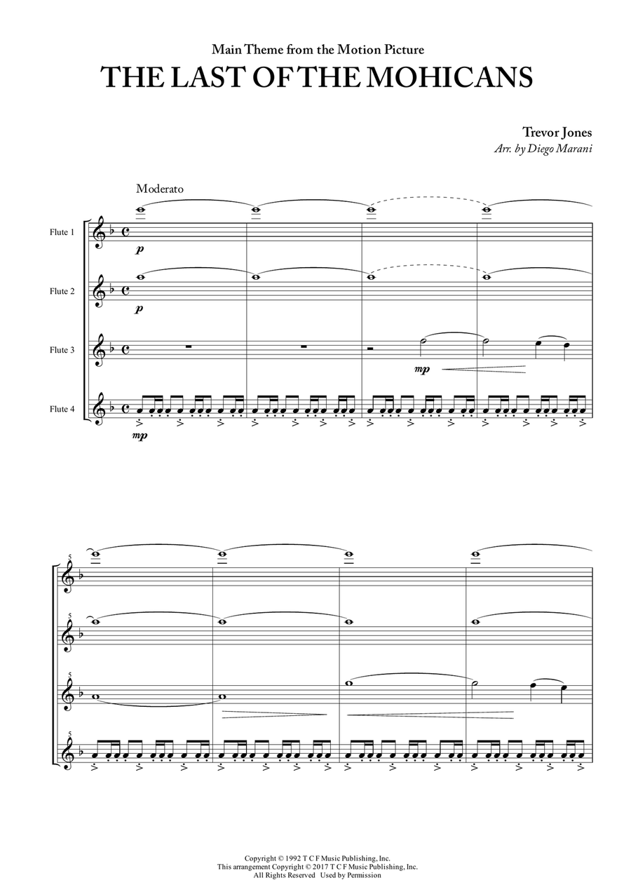 Last Of The Mohicans (main Theme) Woodwind Quartet scores gallery preview page 3