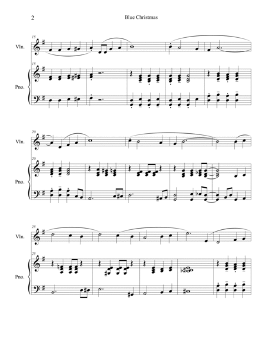 Blue Christmas Violin Solo scores gallery preview page 2