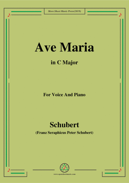 Schubert-Ave maria in C Major , for Voice and Piano image number null