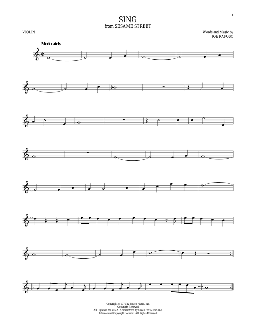 Sing Violin Solo scores gallery preview page 1