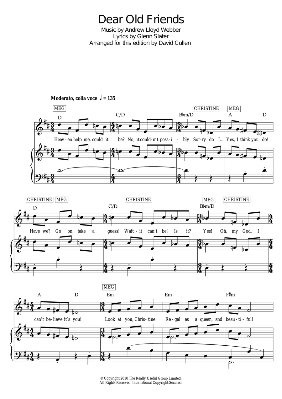 Dear Old Friend (from Love Never Dies) Guitar scores gallery preview page 1