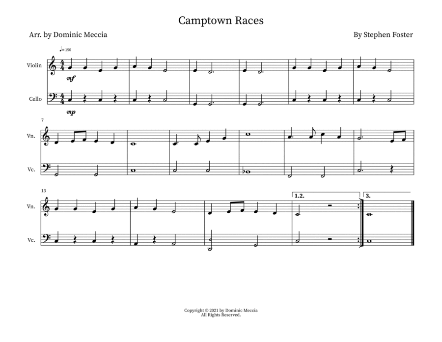 Camptown Races- Violin and Cello Duet image number null
