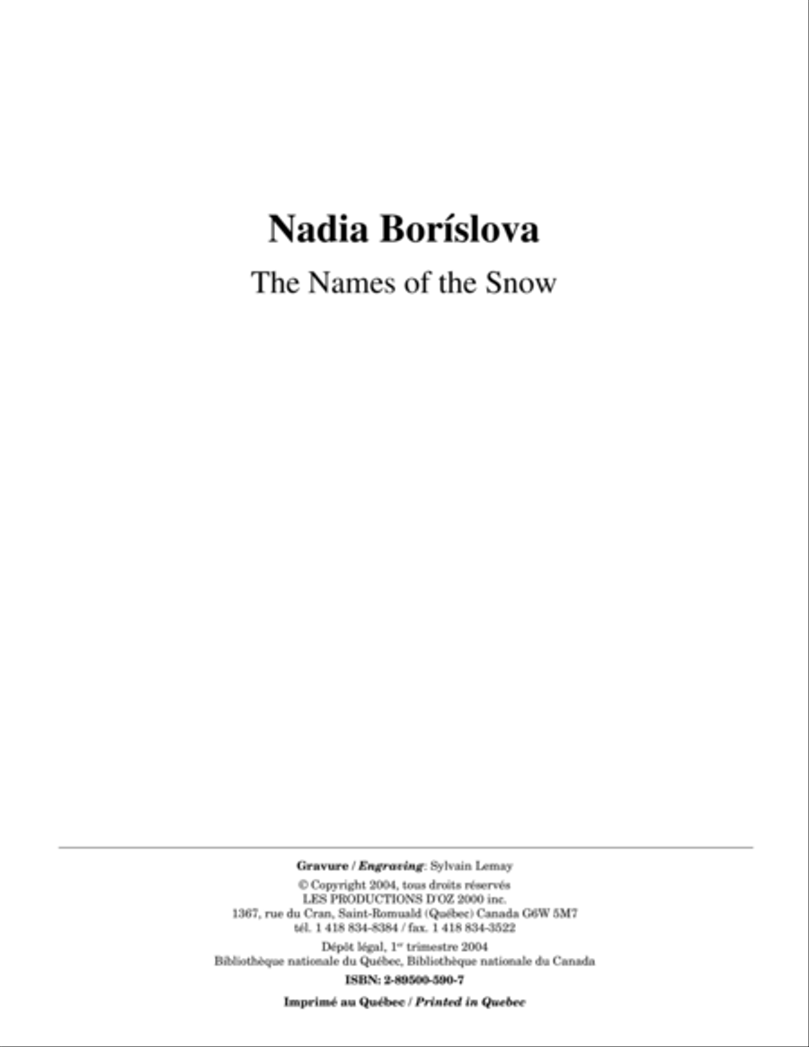 The Names of the Snow Classical Guitar scores gallery preview page 1