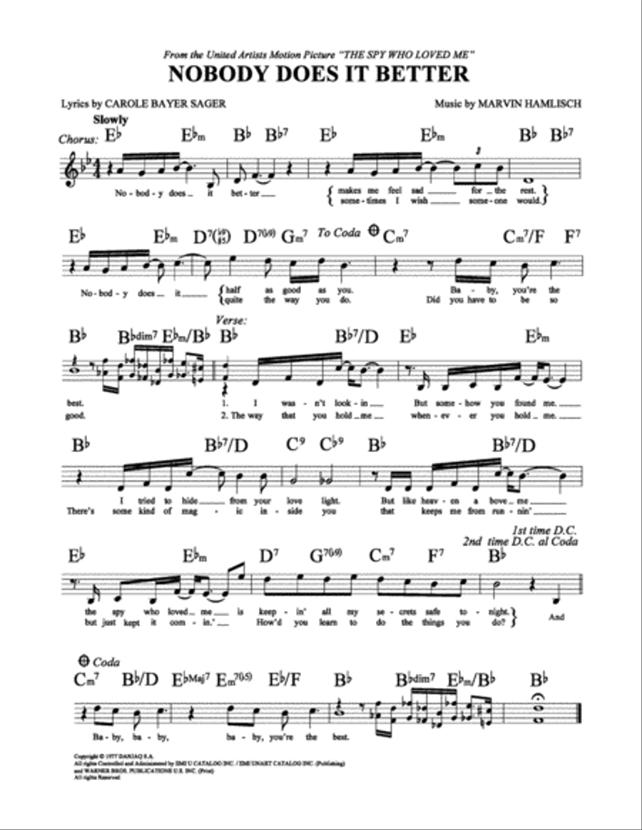 Nobody Does It Better Nobody Does It Better School and Community scores gallery preview page 1
