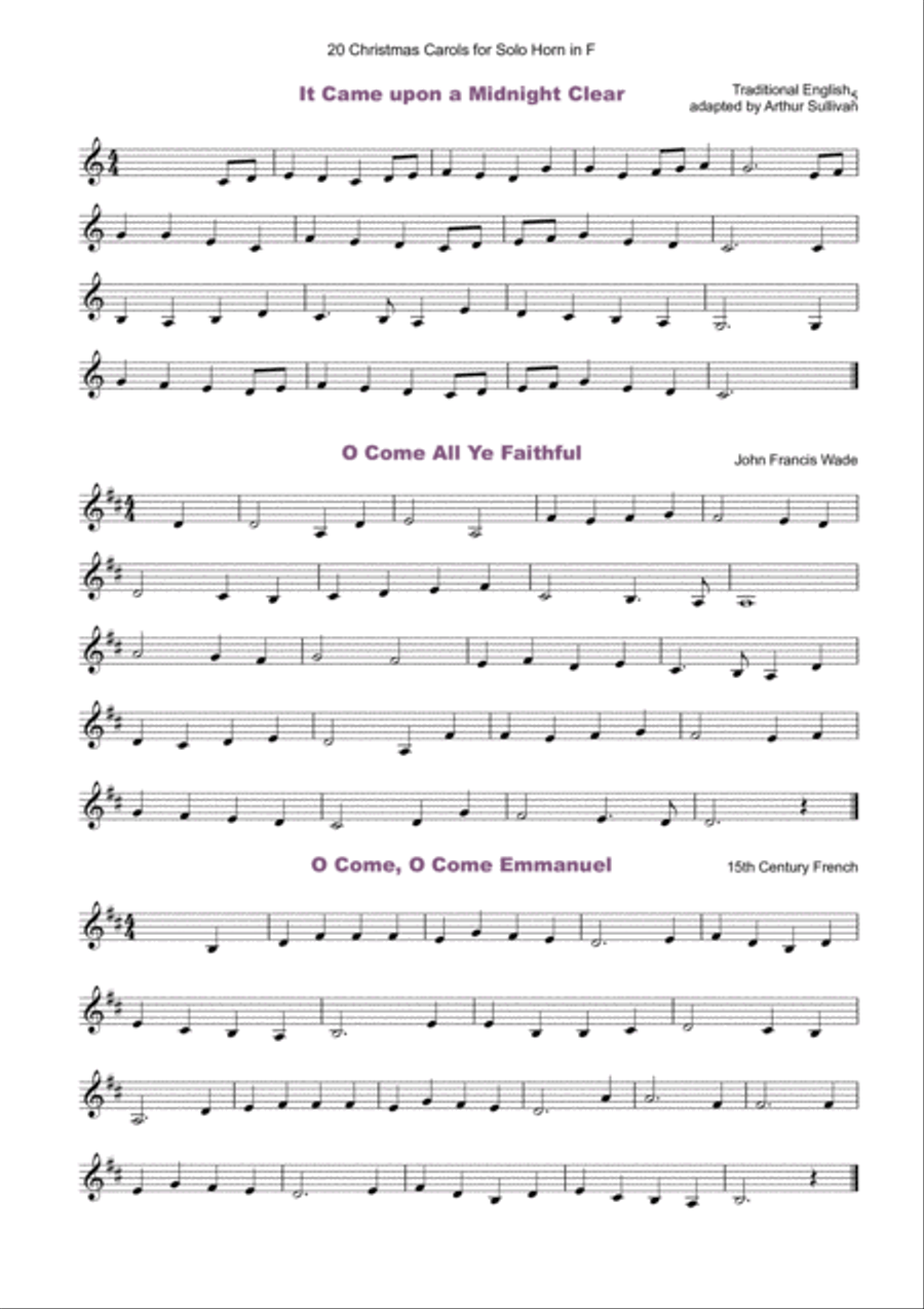20 Favourite Christmas Carols for solo French Horn in F and Piano Piano scores gallery preview page 6
