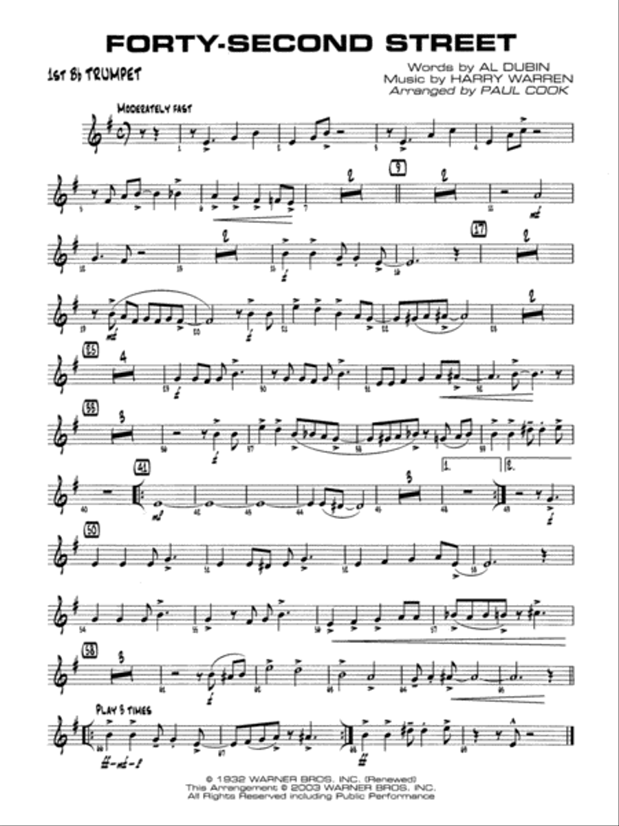 Forty-Second Street: 1st B-flat Trumpet Jazz Ensemble scores gallery preview page 1