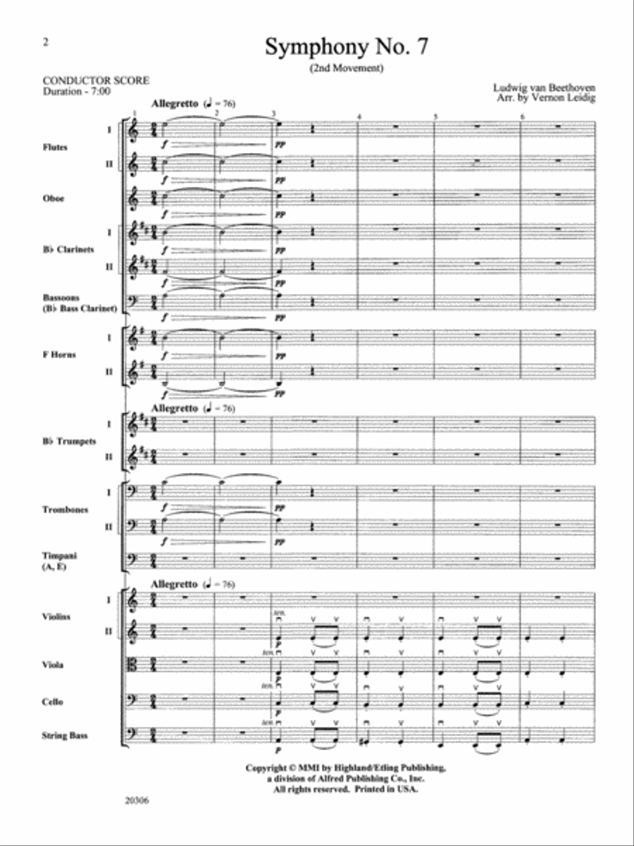 Symphony No. 7 (2nd Movement): Score Full Orchestra scores gallery preview page 2