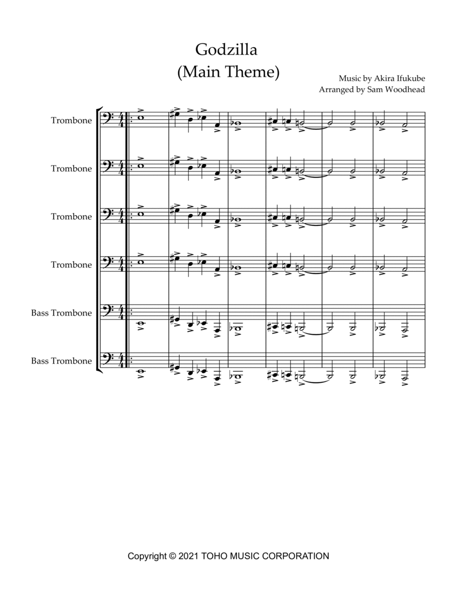 Godzilla (main Theme) Trombone scores gallery preview page 1