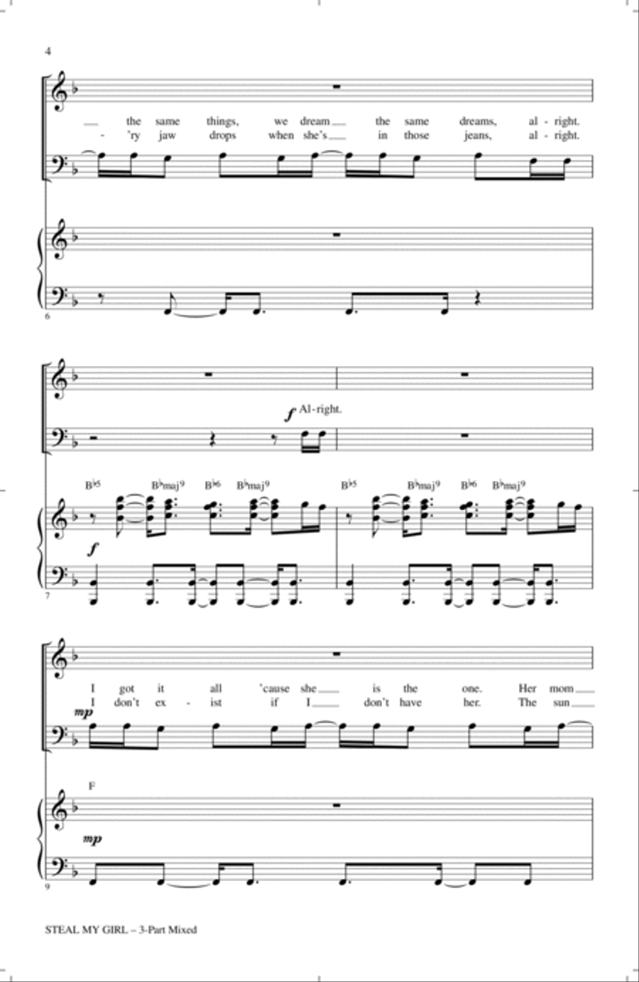 Steal My Girl 3-Part scores gallery preview page 2