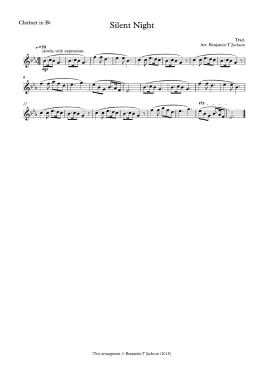 Silent Night - Clarinet in Bb B-Flat Clarinet scores gallery preview page 2