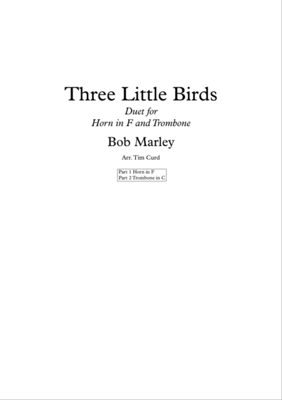 Three Little Birds Brass Duet scores gallery preview page 1