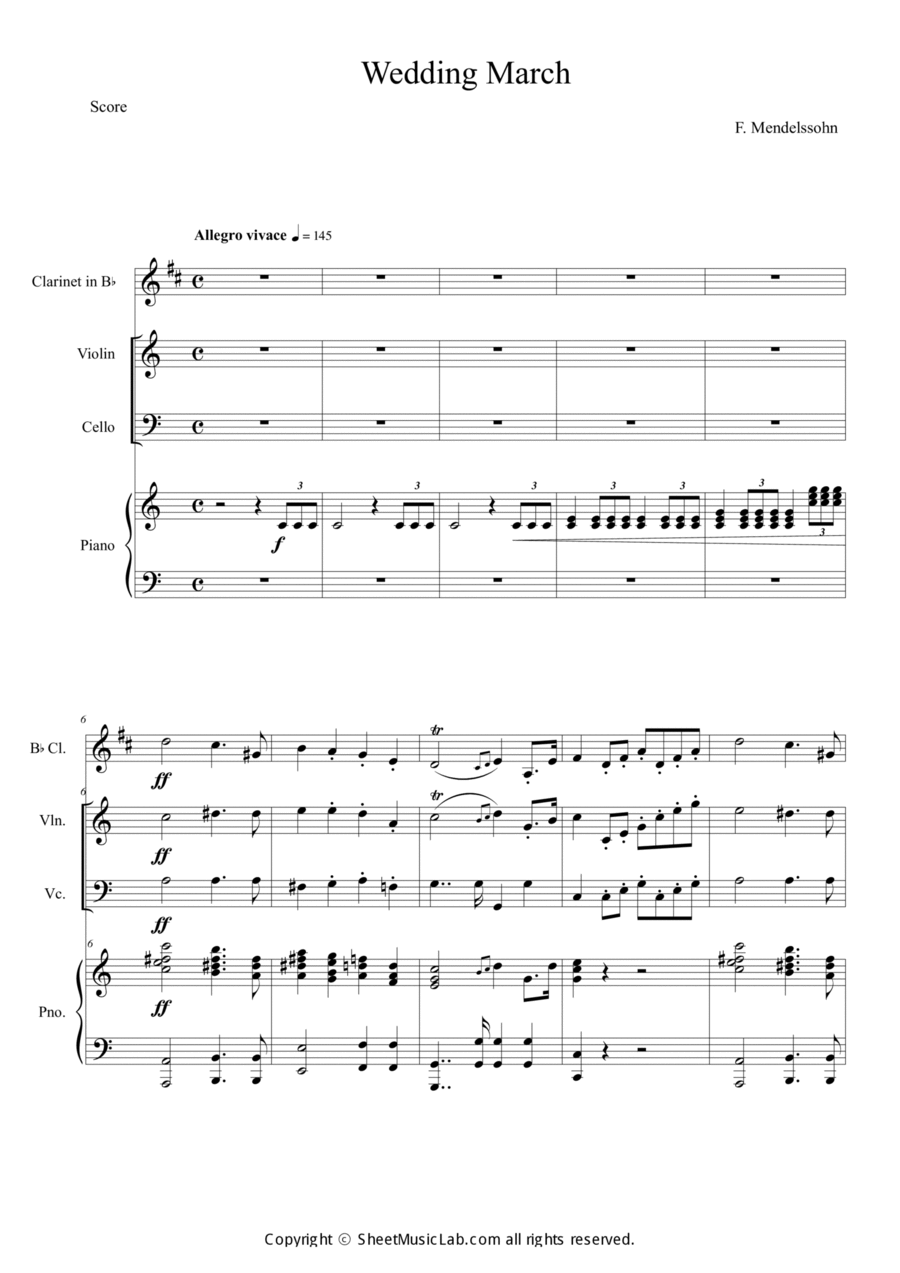 Wedding March Wedding March Clarinet scores gallery preview page 1