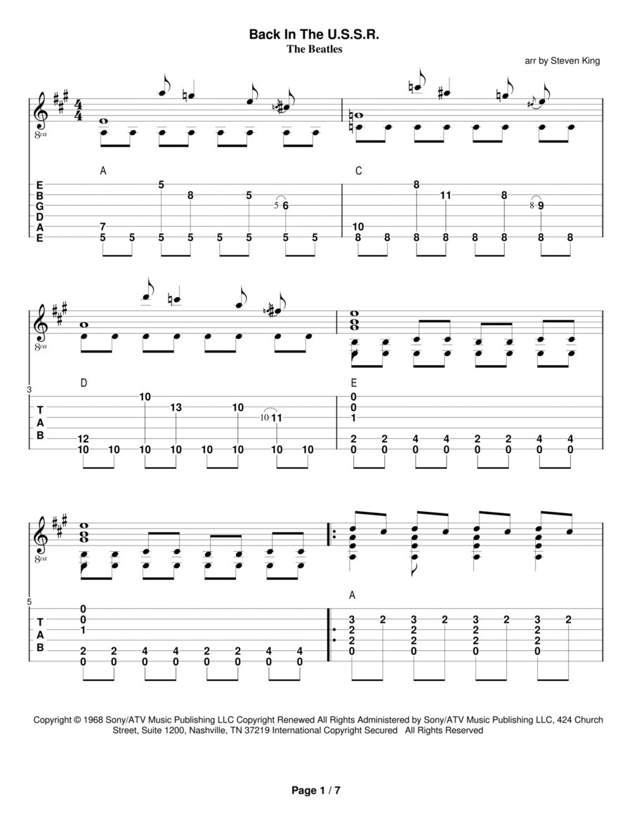Back In The U.s.s.r. Guitar Solo scores gallery preview page 1