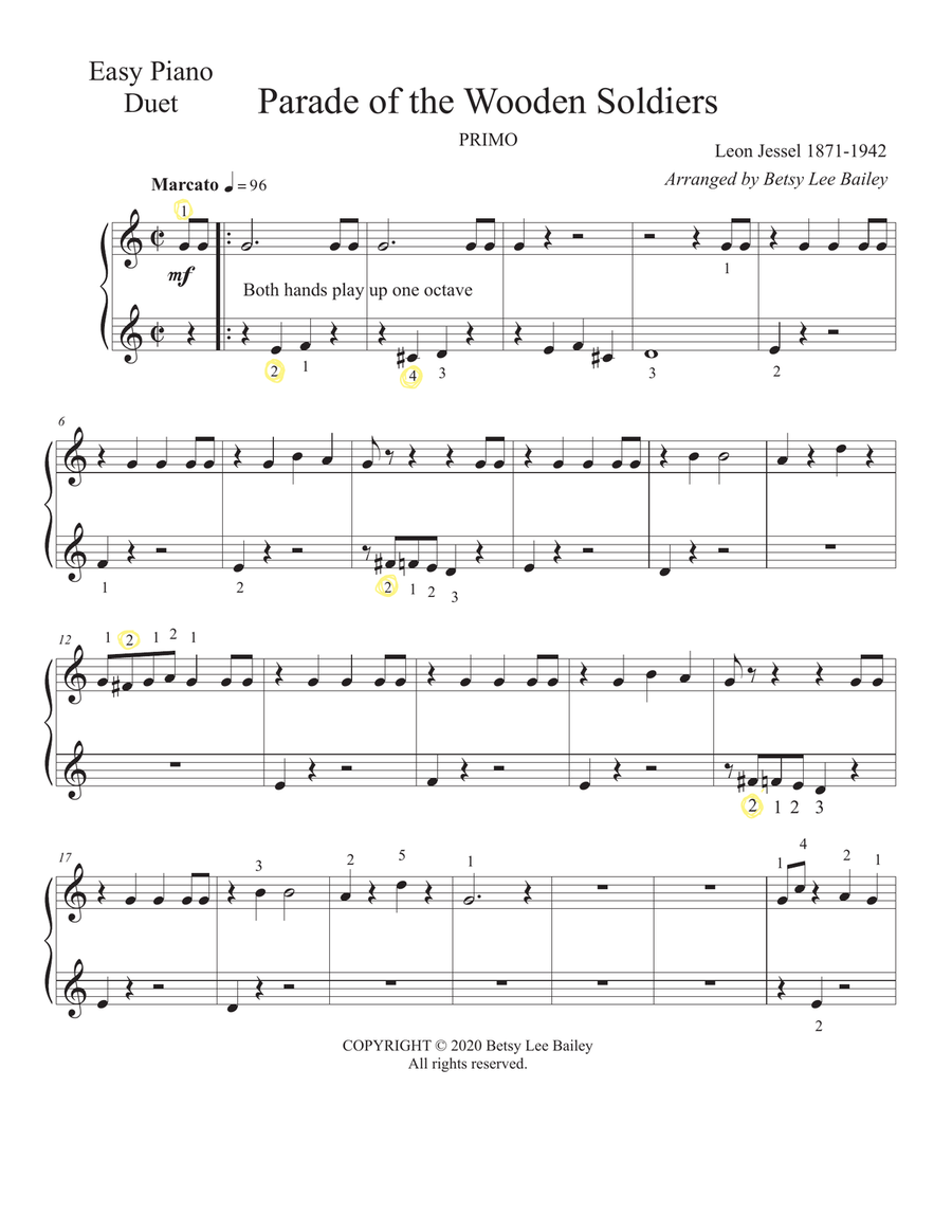 Parade of the Wooden Soldiers - easy piano duet Easy Piano scores gallery preview page 2