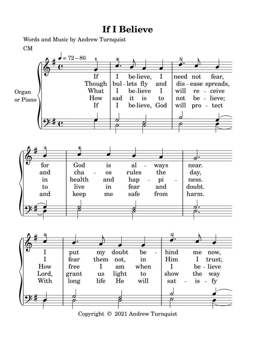 If I Believe (Easy Organ/Piano Hymn) Voice scores gallery preview page 1