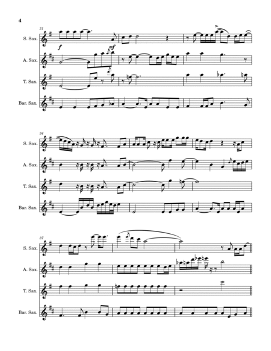 People Gotta Move Saxophone Quartet scores gallery preview page 5