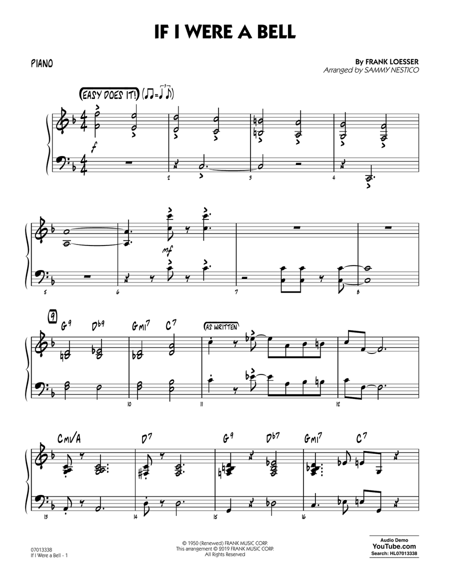 If I Were a Bell (arr. Sammy Nestico) - Piano Jazz Ensemble scores gallery preview page 1